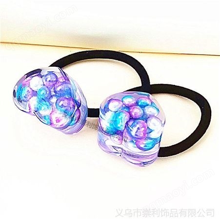 韩国清新可爱亚克力糖果色水晶珠珍珠球球发圈头绳扎马尾发绳皮筋