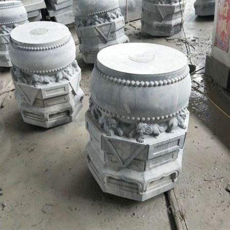 仿古庭院做旧石柱墩 大理石中式柱基摆件 不易开裂变形